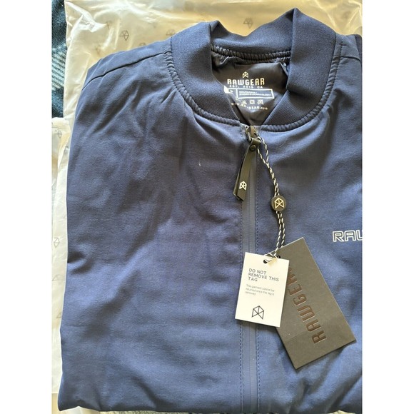 NWT Rawgear Jacket Mens Small Navy Blue Full Zip Reflective Line Bomber Jacket - Picture 4 of 6